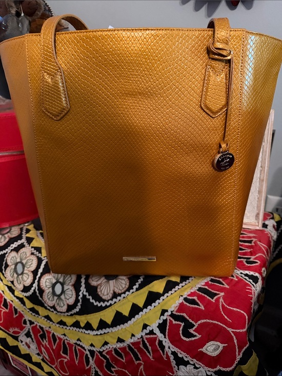 Brahmin Handbags - Brahmin Mustard Yellow /Orange Textured Tote with Hang Tag